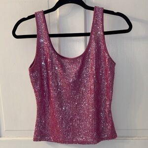 bebe Pink Sequin Scoop Tank